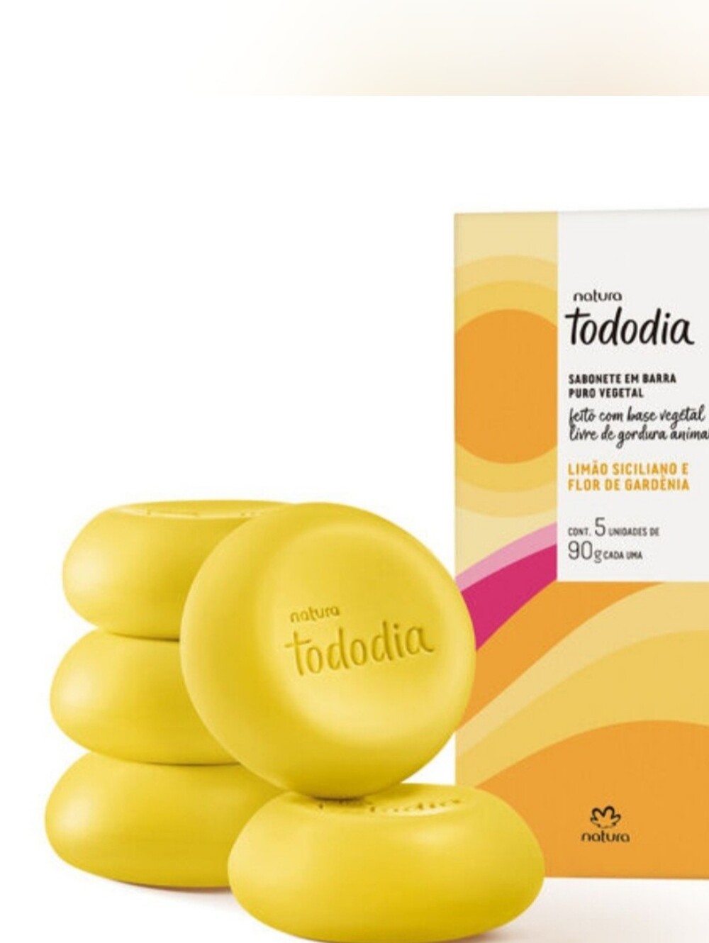 Natura Tododia Vegetable-Based Body Bar Soap Sicilian Lemon & Gardenia 5x90g NIB
